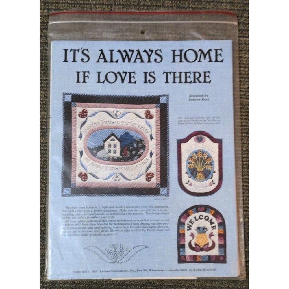 It's Always Home If Love Is There Quilted Wall Hanging Pattern‎ Kit Leman 1983